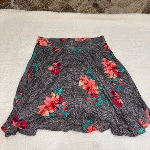 SO Floral Skater Skirt in Gray and Pink